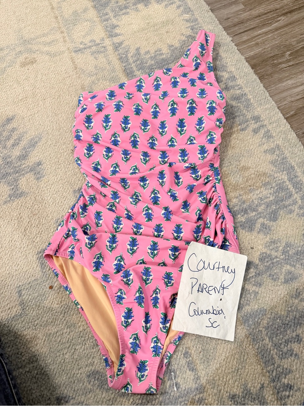 J. Crew Pink One-Shoulder Floral One-Piece Swimsuit